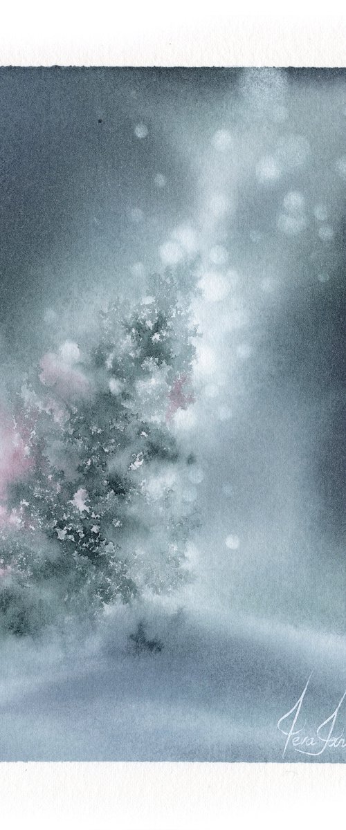 December - Christmas Tree Painting by ieva Janu