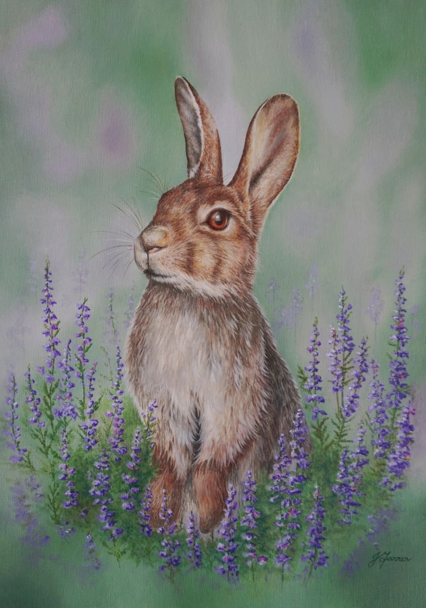 SALE Rabbit among Heather was PS220 NOW PS100 by Jayne Farrer