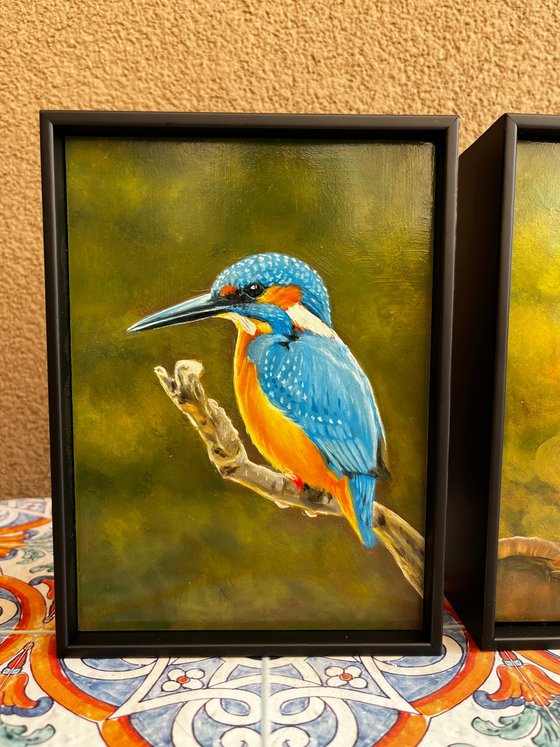 Oil Bird Triptych - Custom Commission