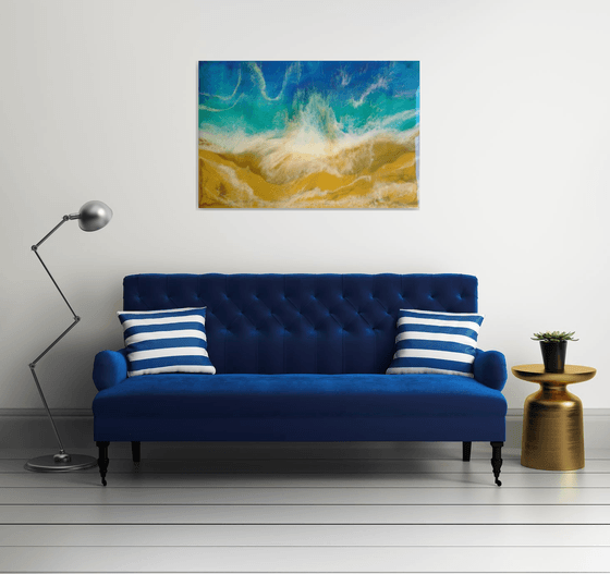 "Turquoise Sea"  Resin Large painting