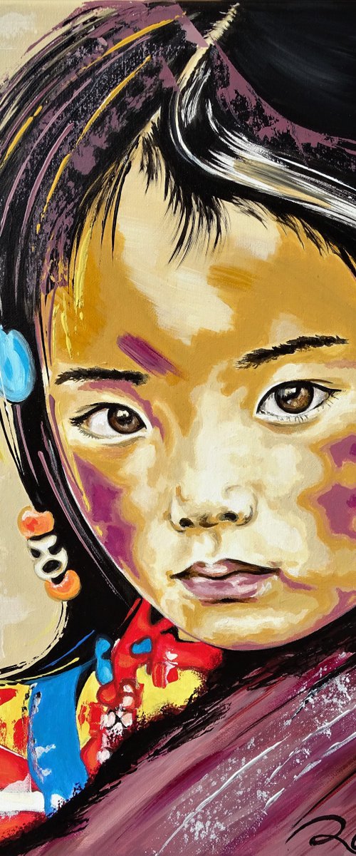 Tibetan little girl by Livien Rózen