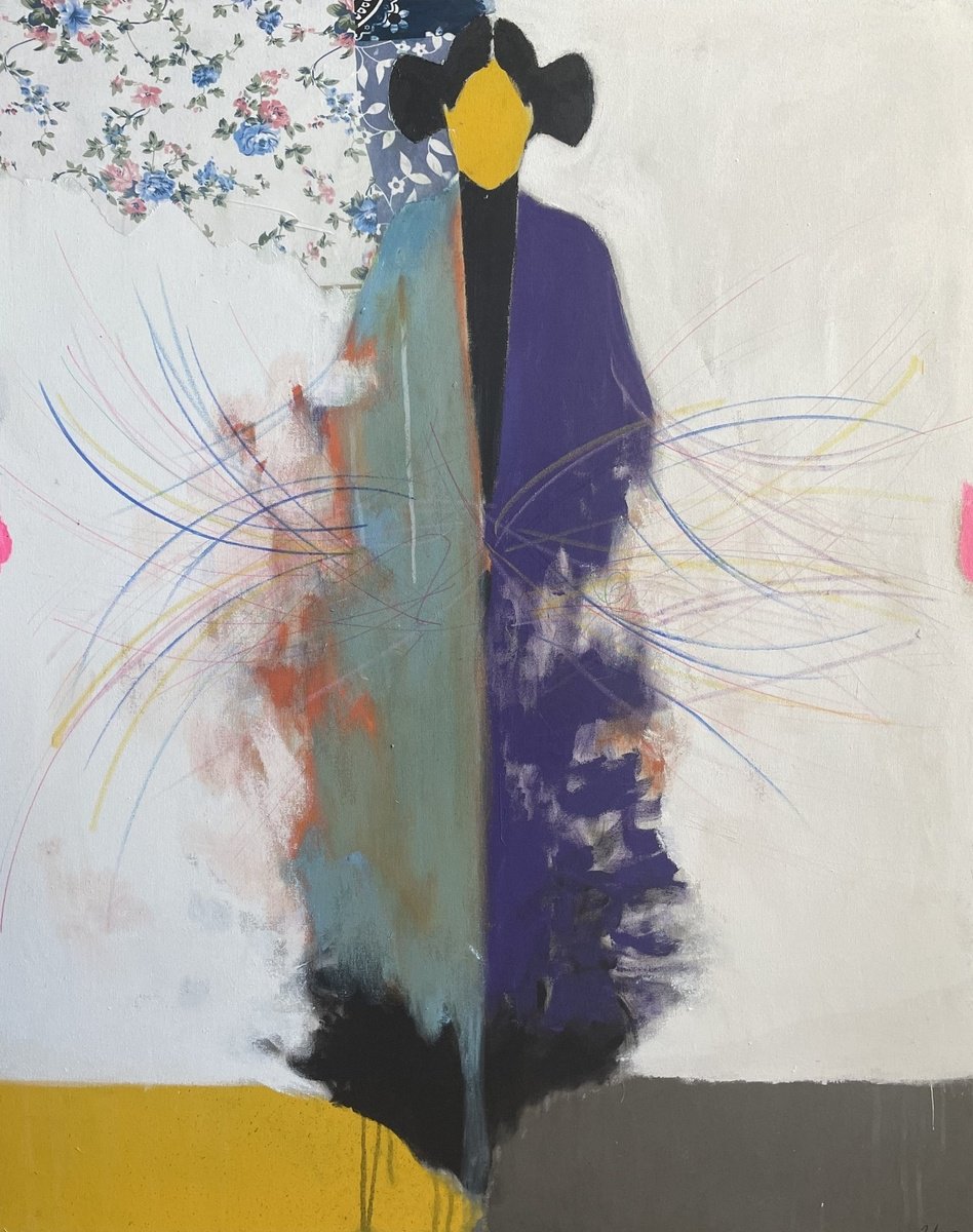 Abstract Painting By Gela Mikava, 31 X 39, The Alienatino Series, Original Artwork