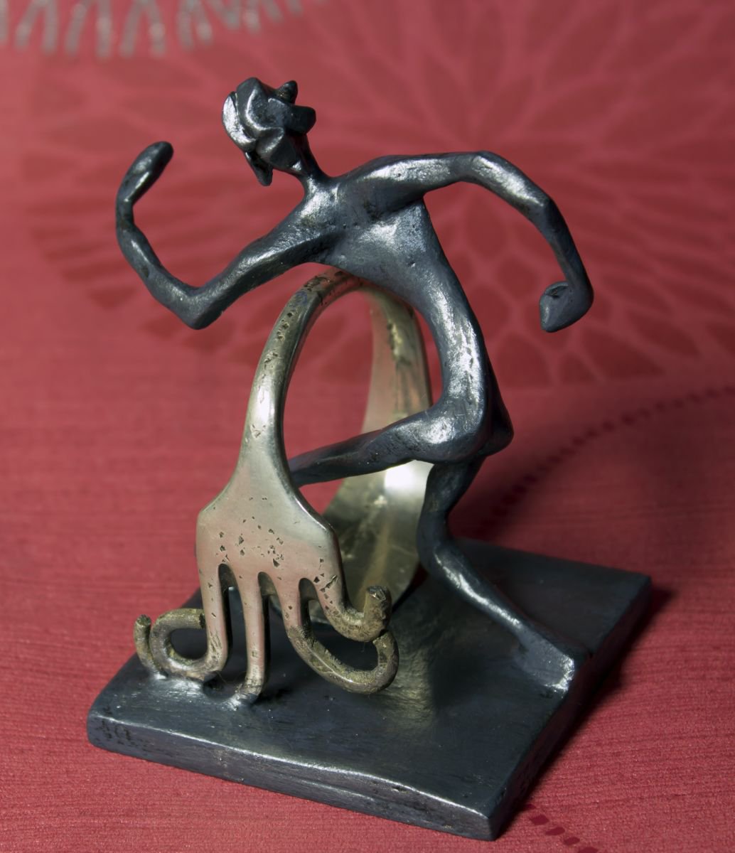 Expressive Portrait Sculpture By Lionel Le Jeune, 4 X 4", Exhuman, Original Artwork