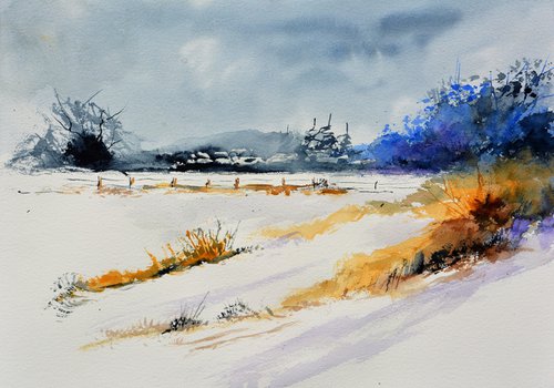 Winter landscape   - watercolor - 54232 by Pol Henry Ledent
