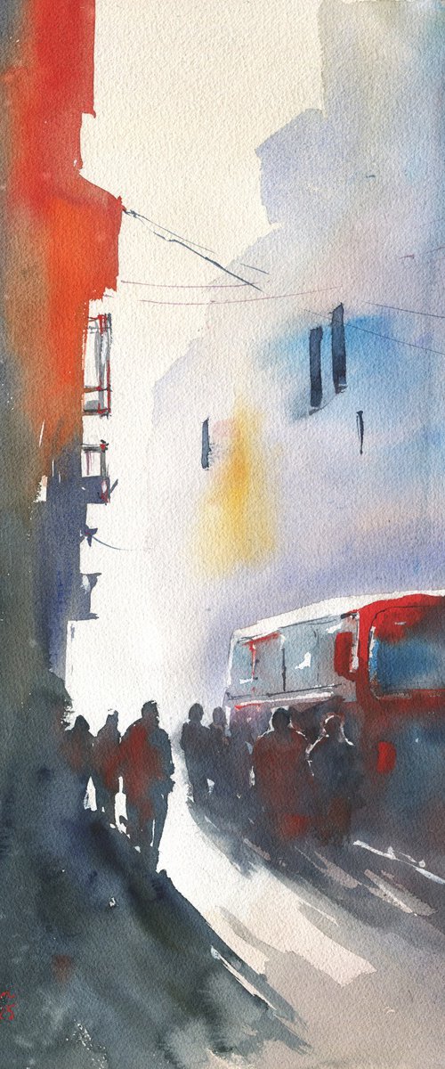 City Bus in Morning Light by Oleksii Iakurin