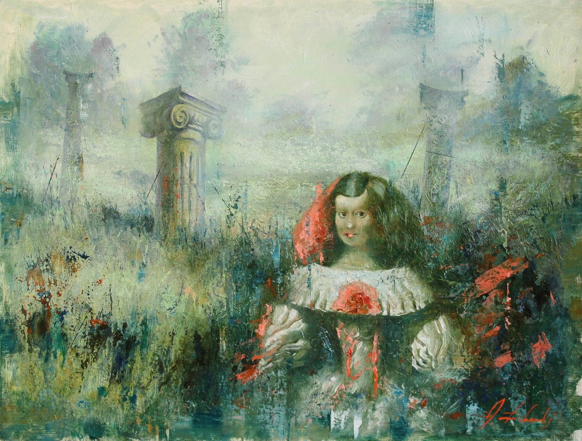 Impressionistic Portrait Oil Painting By Alexandr Dobrodiy, 24 X 19, Garden.infanta., Original Artwork