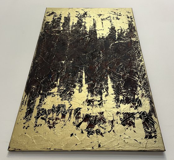 Greengold on grey 70x110x2 cm