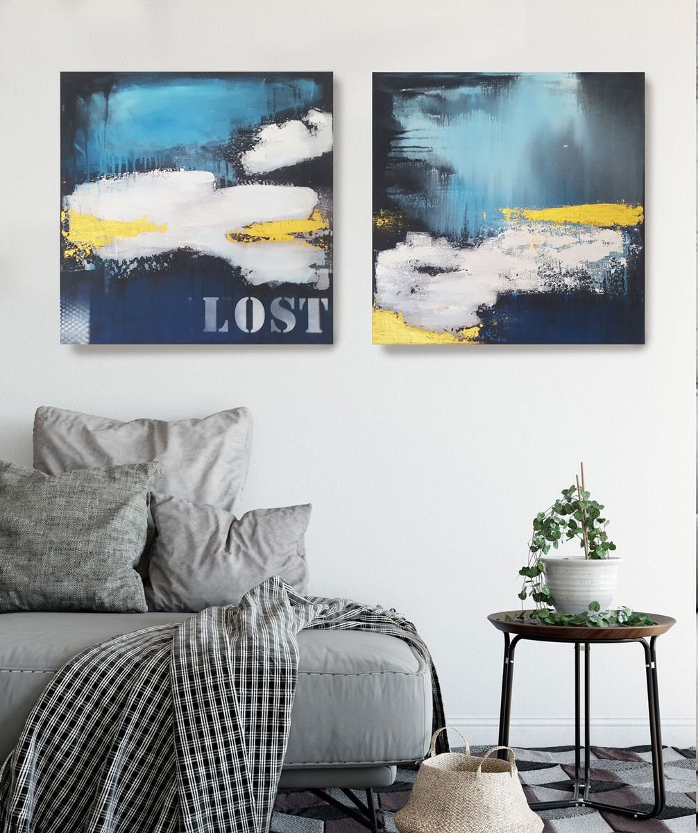 LOST No 3+4 *Series LOST PLACES* | ABSTRACT DIPTICHON by Stefanie Rogge