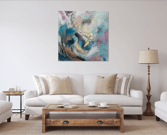 AT THE LAKE | ORIGINAL ABSTRACT PAINTING, ACRYLIC ON CANVAS