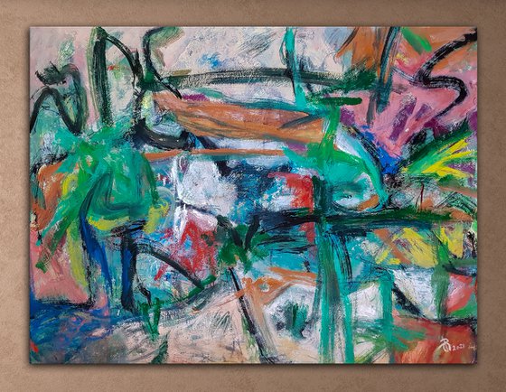 - Tuta Mondo N-4 - (H)96x(W)130 cm. Style of Willem de Kooning. Abstract Expressionism Painting