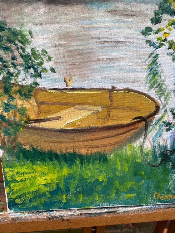 Small boat at the Dutch canal