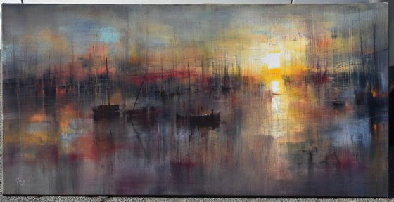 "Harbor of destroyed dreams - The sound of Ashes" W 120 x H 60 cm