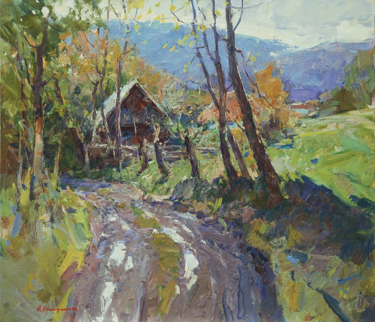 Impressionistic Landscape Oil Painting By Aleksandr Kryushyn, 28 X 24, After The Rain, Original Artwork