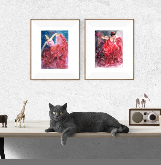 Set of Two Flamenco Dancers