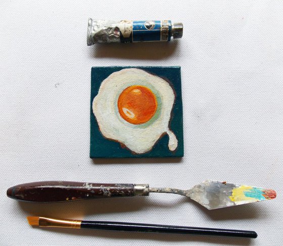 Fried Egg - Miniature Oil Painting