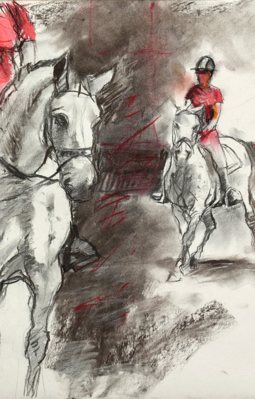 White horses in training by Goran Žigolić Watercolors
