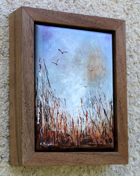 The Wonder of Nature - Original Abstract painting in solid walnut frame
