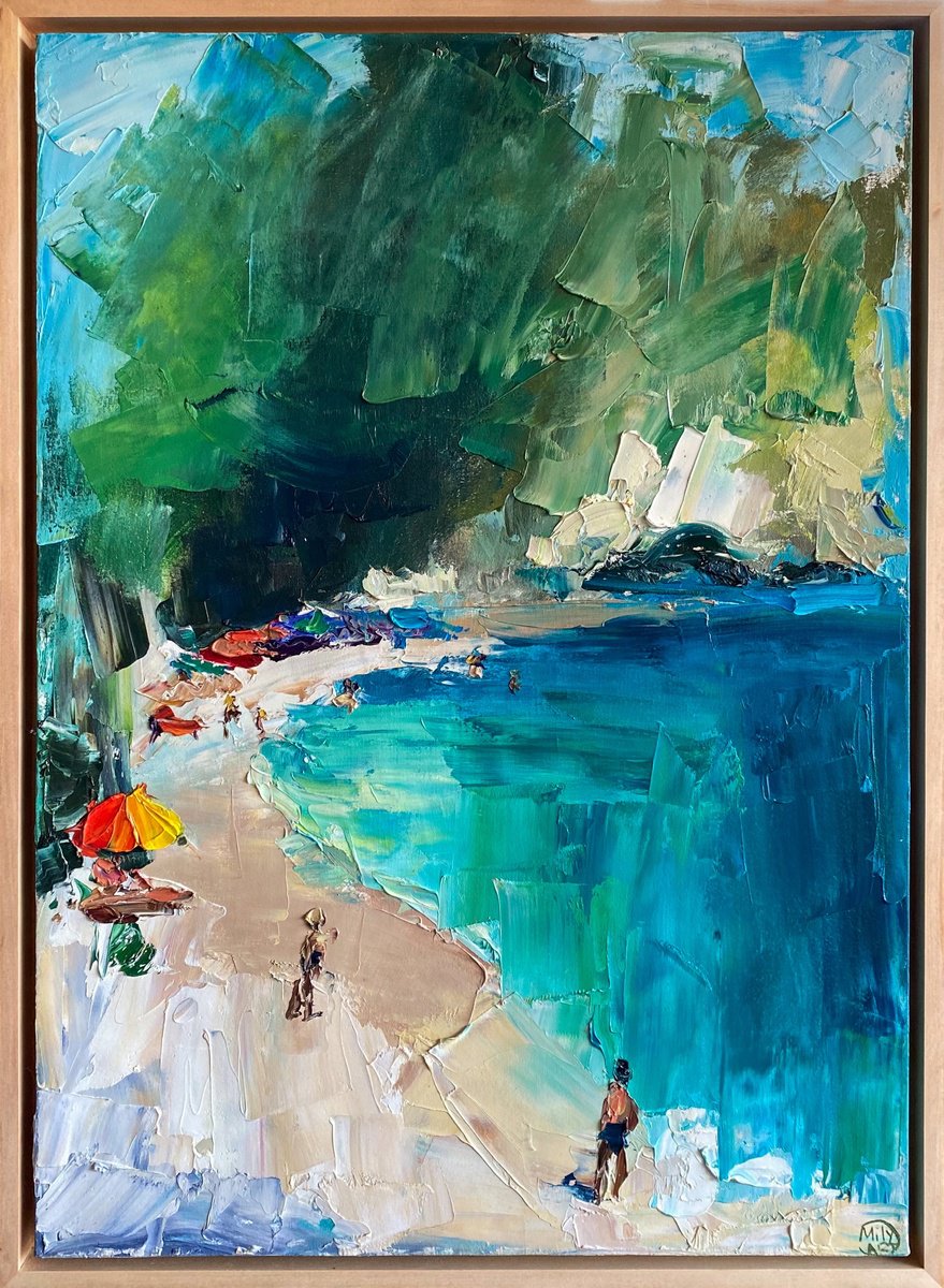 Emerald Beach - Bali Seascape By Mily Art, 21 X 29, Artwork For Sale On Artfinder