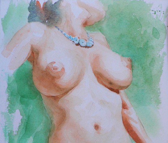 watercolor naked girl  on paper  #16-12-7
