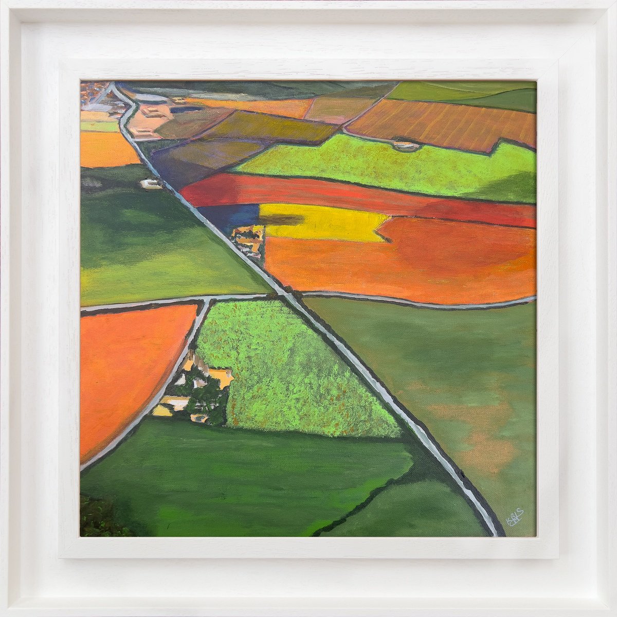 Impressionistic Landscape Acrylic Painting By Km Arts, 20 X 20", Mellow Yellow, Original Artwork