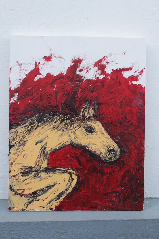 Horse Painting - 2 - Equine Series - horse acrylic painting on stretched canvas - impasto-palette knife painting
