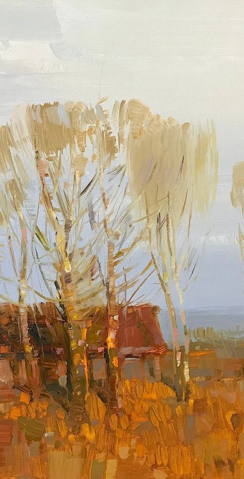 Village-Fall, Handmade oil painting One of a kind by Vahe Yeremyan