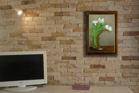 Five White Tulips
