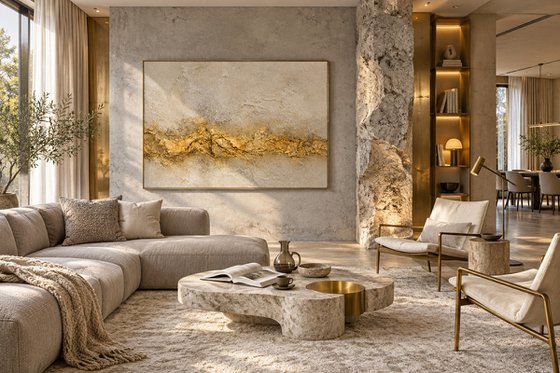 Abstract Textured Gold Light on Beige