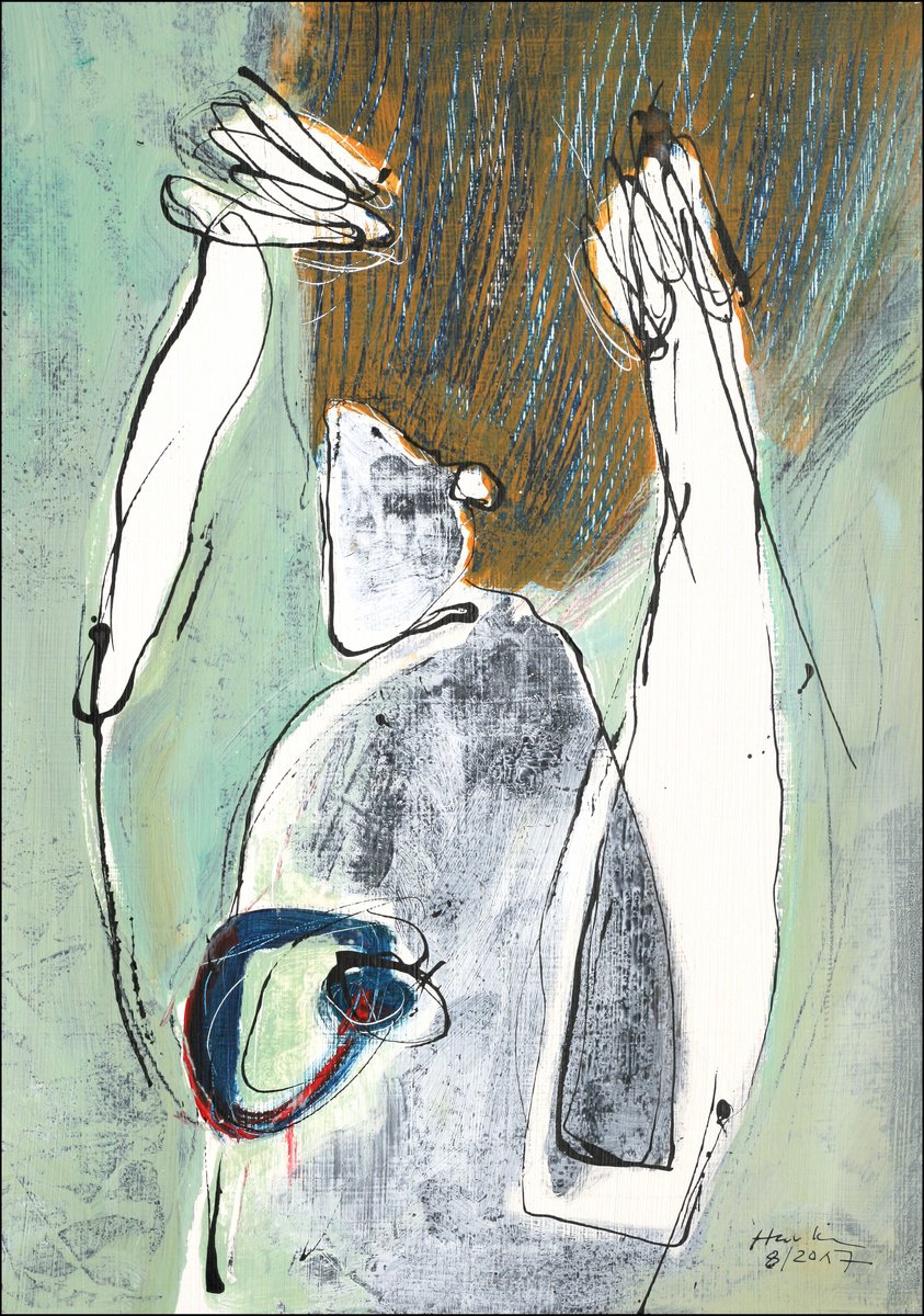 Portrait Acrylic Painting By Jiri Havlik, 14 X 20, Alice, Original Artwork