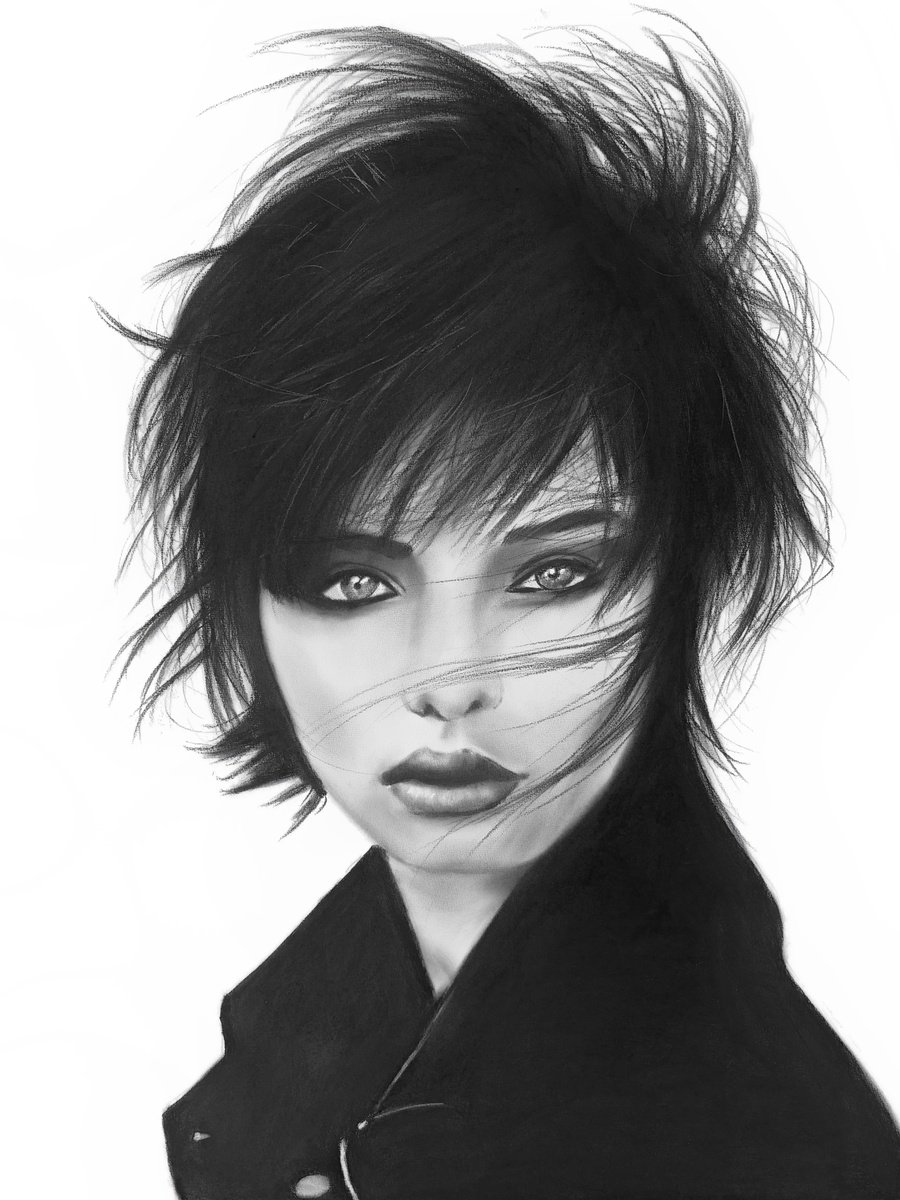 Photorealistic Portrait Charcoal Drawing By Denny Stoekenbroek, 20 X 26, Where The Wind Stopped, Original Artwork