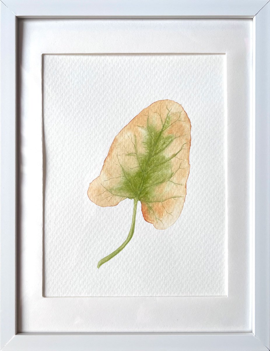Graphic Botanical Watercolour By Tetiana Kovalova, 8 X 10", Autumn Leaf Sketch #6, Original Artwork