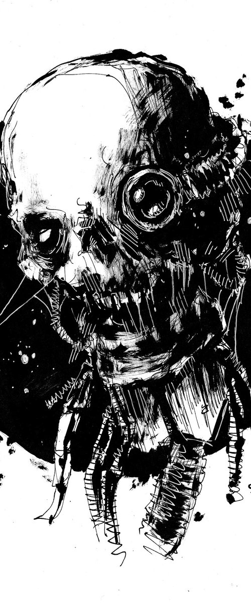 Mr. Cyborg head ink by Ruslan Aksenov