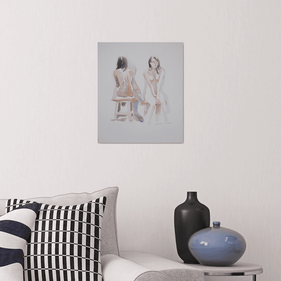 seated female nude 2 poses