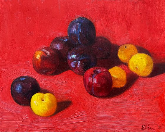 Still life with plums