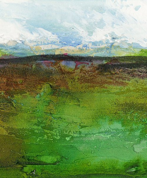 Dream Land 53 - Small Textural Landscape painting by Kathy Morton Stanion by Kathy Morton Stanion