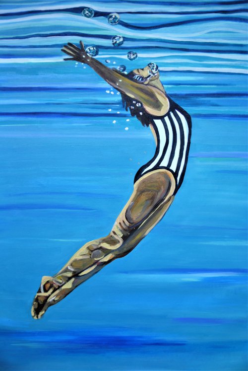 Swimmer / 92 x 56 x 4 cm by Alexandra Djokic