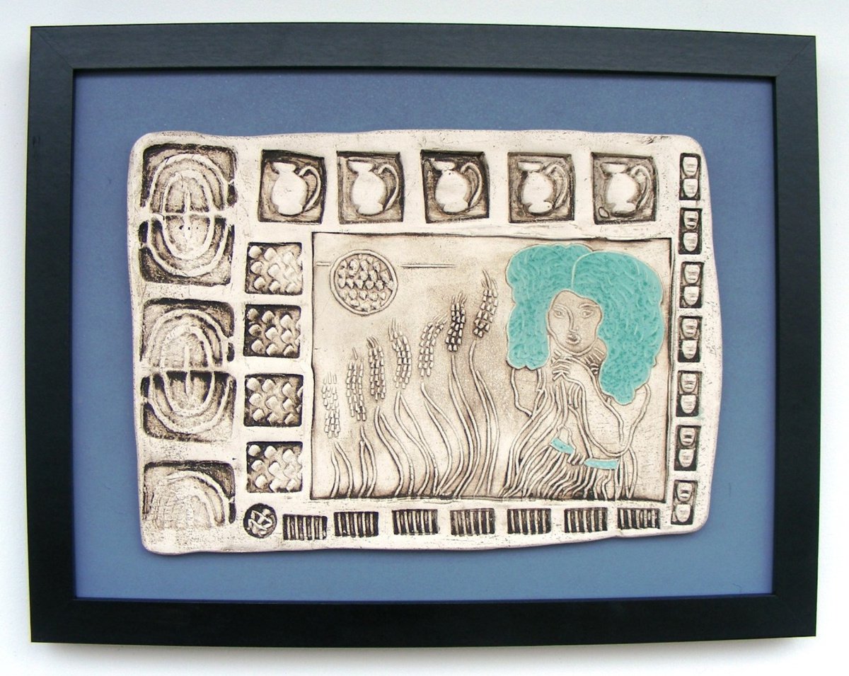 Ceres - Goddess of Fertility, Agriculture, Nature, and Seasons - (Framed Ceramic Panel) by Dick Martin