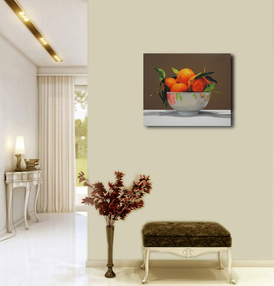 Tangerines , Original oil on canvas painting