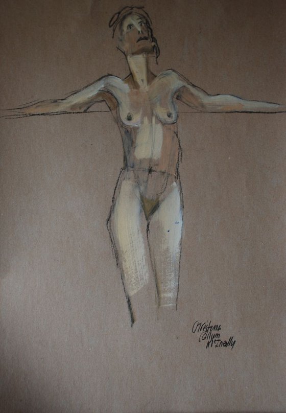 Cruciform pose, nude