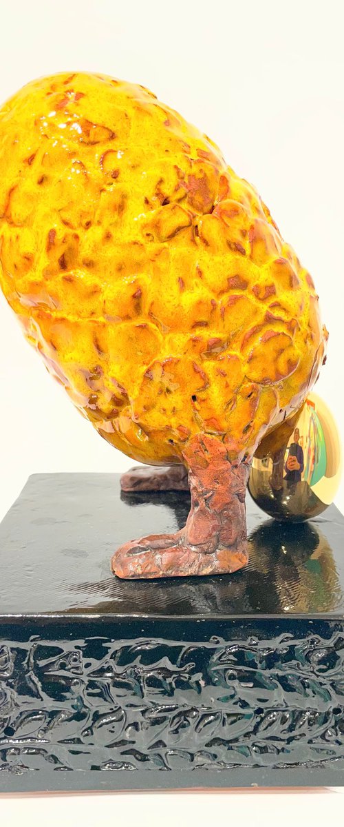 Orange Bird with Golden Egg by Nora Blazeviciute