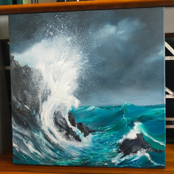 Stormy Sea; original Seascape oil on canvas