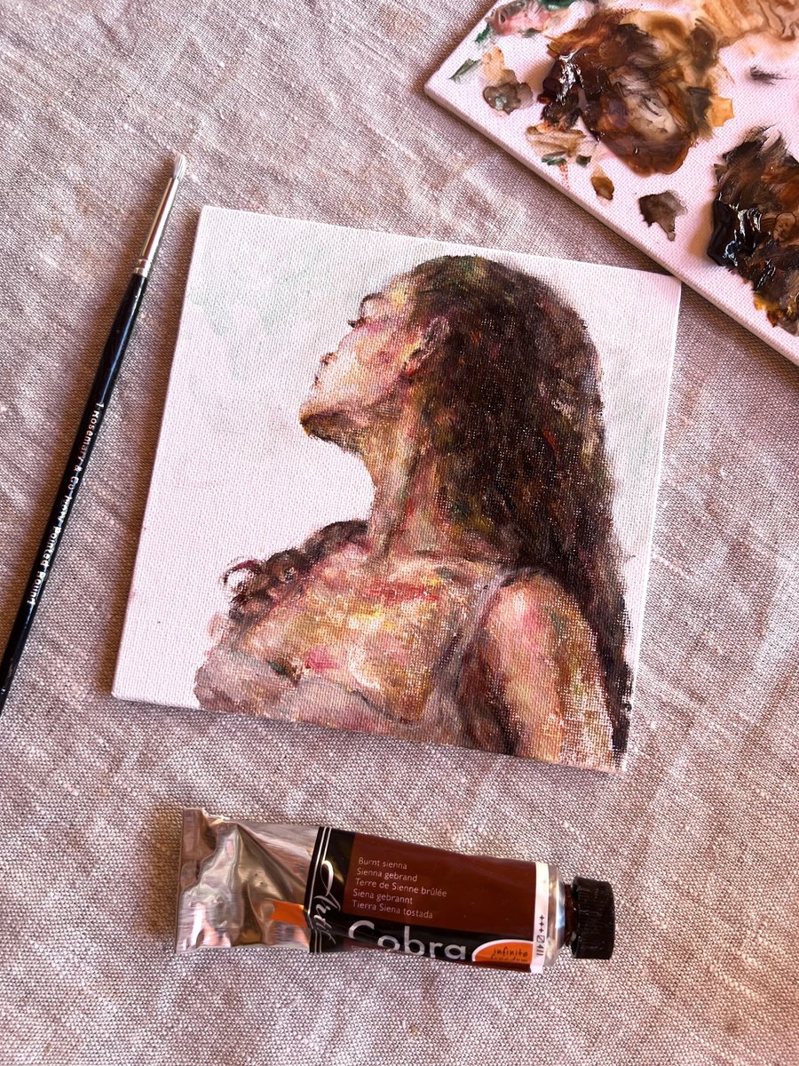 Impressionistic Portrait Oil Painting By Liubou Sas, 6 X 6", Anna, Original Artwork