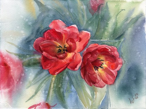 Bouquet of red tulips by SVITLANA LAGUTINA