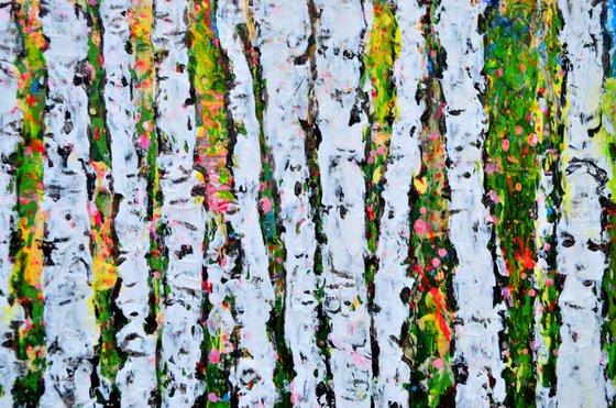 Aspen Trees 02 - Modern Textured Abstract Gift Idea