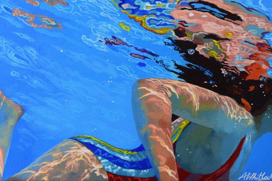 Underneath XLV - Miniature swimming painting