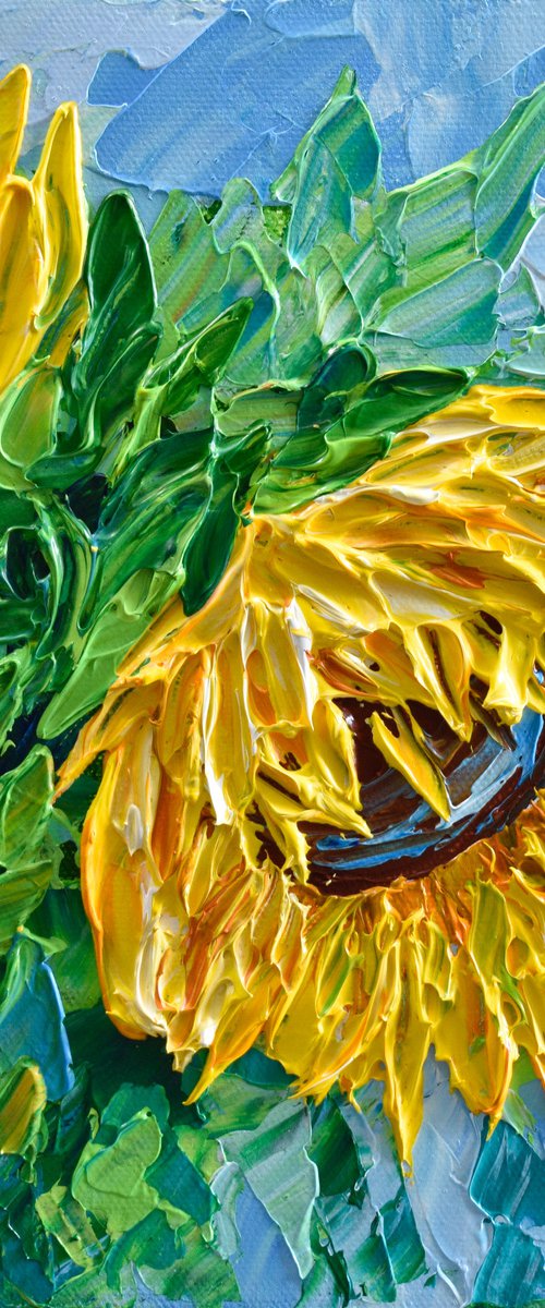 Sunflower - Impasto Yellow Flower by Olga Tkachyk