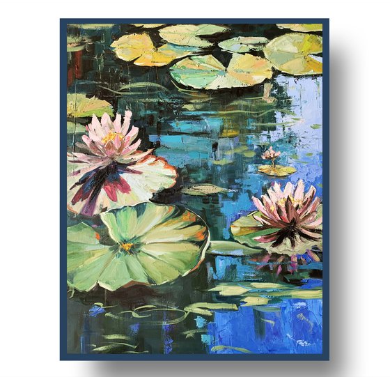 Pond with water lilies.