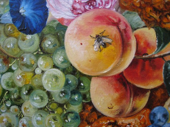 Fruit and Blossoms on Table