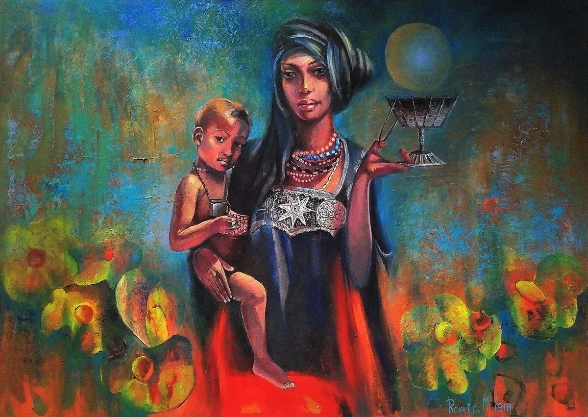 Toubou African Woman and Child by Reneta Isin