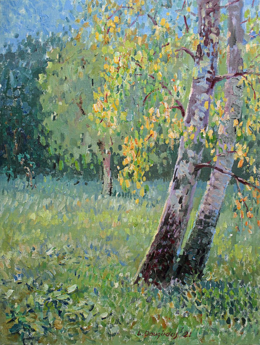 Impressionistic Landscape Oil Painting By Liudvikas Daugirdas, 24 X 31", The Gold Of Autumn, Original Artwork